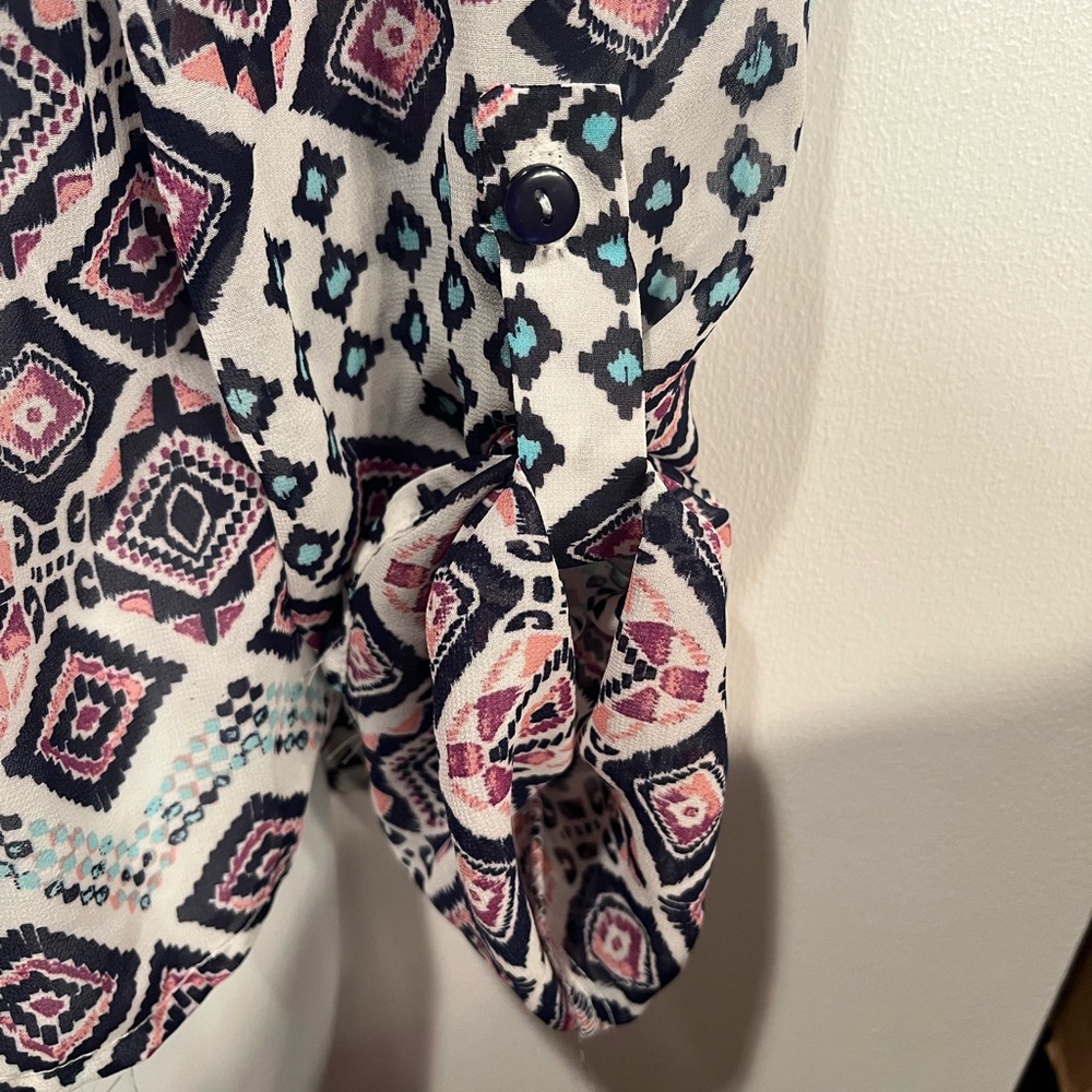 Charlotte Russe Sheer Top.  Size Medium purple, teal and black multi colors - Picture 15 of 15